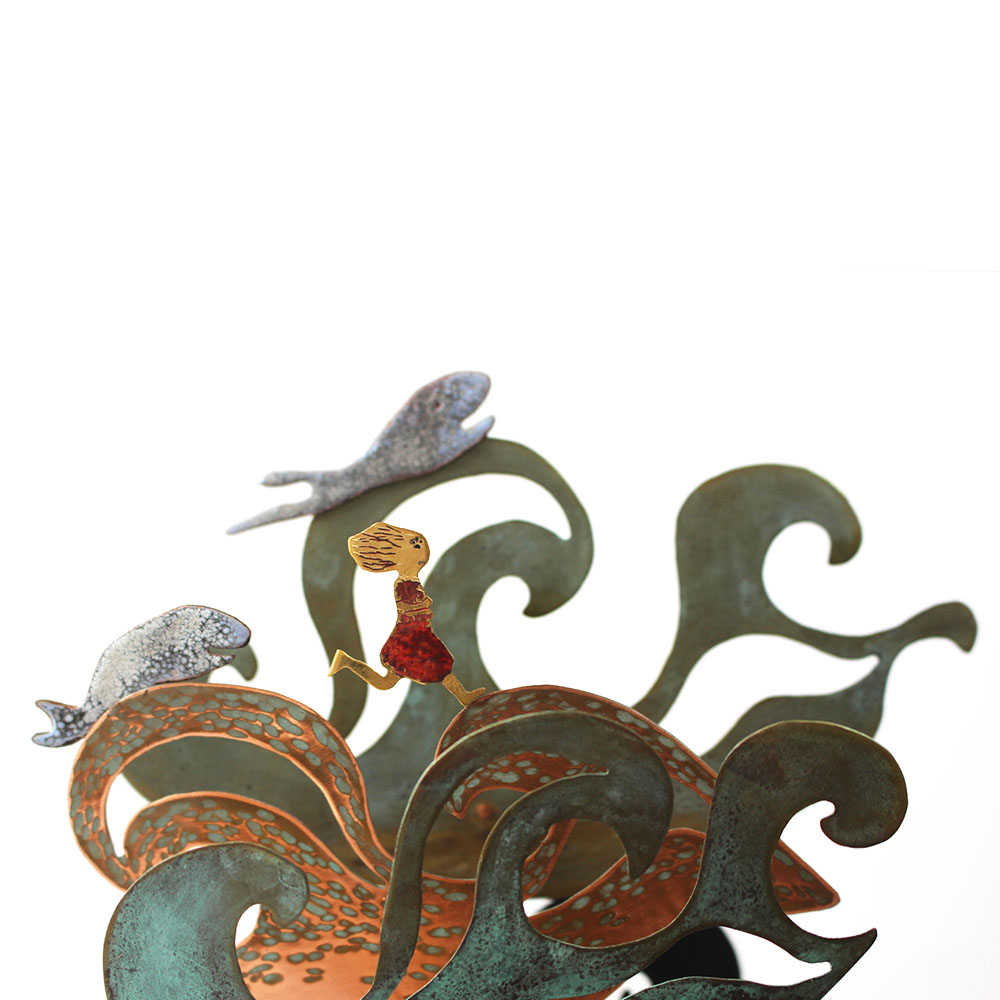 La tempête, Sculpture mécanique en laiton et acier fabriquée par les métalleuses en fusion. 4