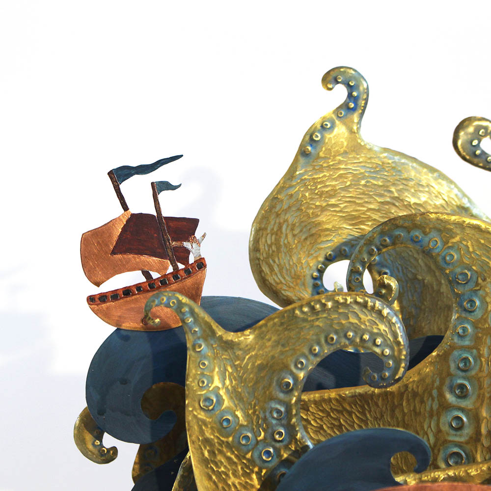 L'octopus géant, sculpture animée, fabriquée par les métalleuses en fusion.5