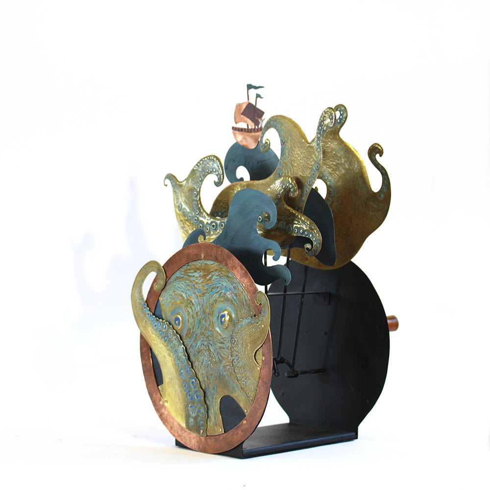 L'octopus géant, sculpture animée, fabriquée par les métalleuses en fusion.4