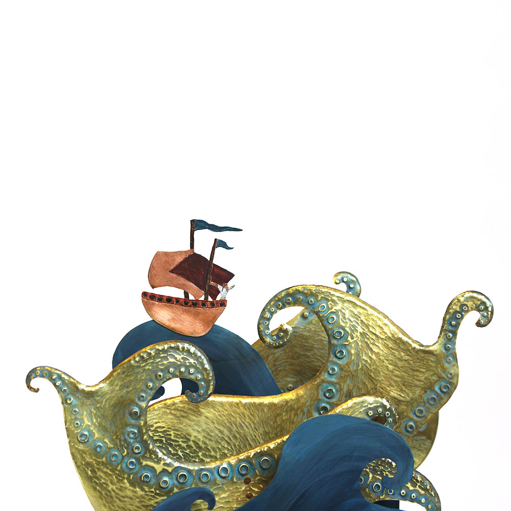 L'octopus géant, sculpture animée, fabriquée par les métalleuses en fusion.3